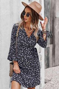 Floral Flare Sleeve Corset Dress