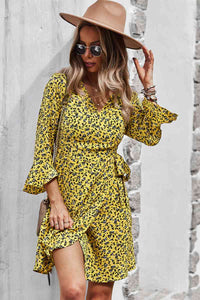 Floral Flare Sleeve Corset Dress