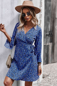 Floral Flare Sleeve Corset Dress