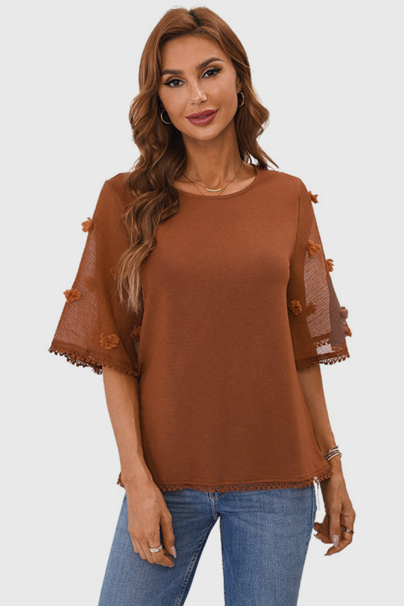 Crew Neck Kimono Sleeve Knit Top